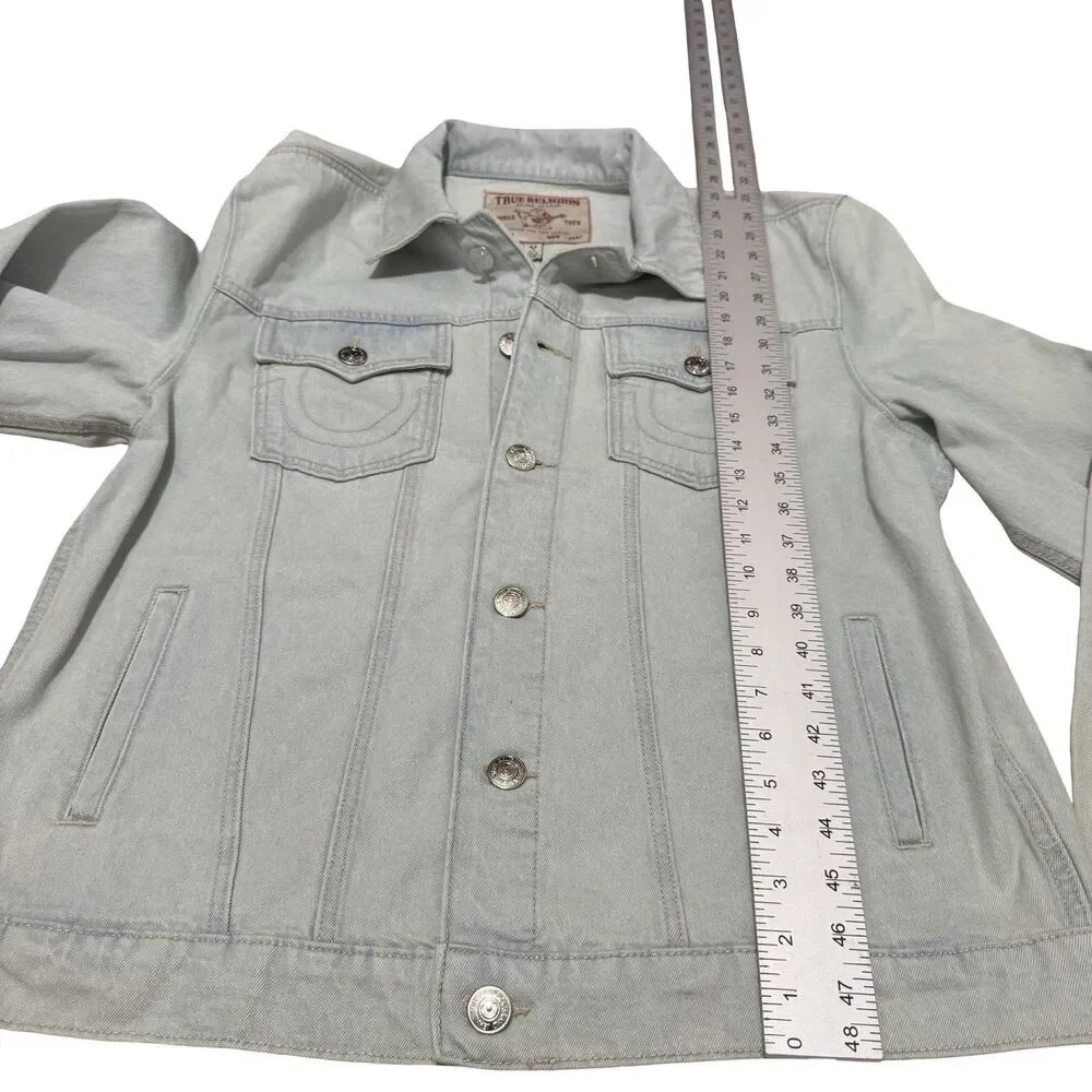 NWT True Religion Jesse Trucker Denim Jacket Light Blossom Wash Men’s large